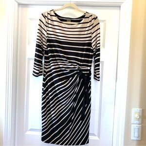 Taylor Dress Sheath - Black Tan‎ Striped - Size 12 - EUC
